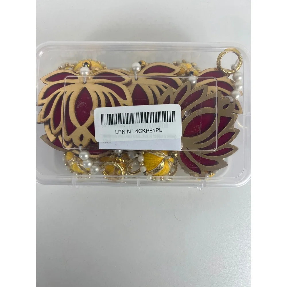 Indian Lotus Tassel Hang Decor Diwali Pooja Wedding Ornate‎ X9 Gold Red Yellow